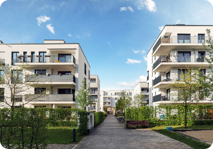 Modern residential apartment block managed and maintained through Sorto property management software